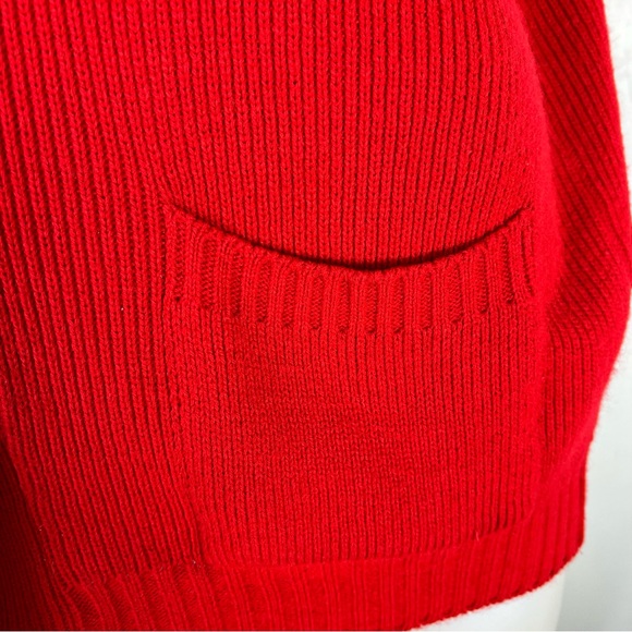 VINTAGE 80s Cable knit open front embroidered crystal studded sweater cardigan - Picture 4 of 9